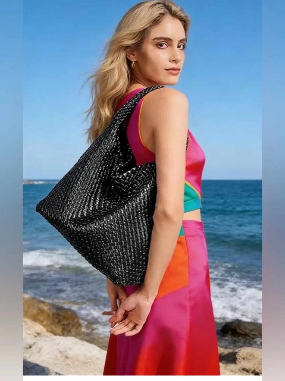Woven Black Hobo Shoulder Bag — Sleek Everyday Carry